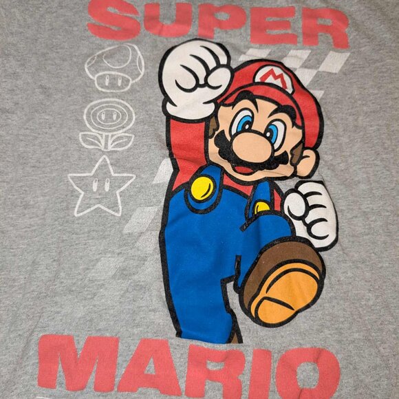 Super Mario Kids Graphic Tee – Gray Short Sleeve Gamer Shirt - Picture 2 of 6
